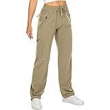 yeyity Wanderhose Damen Leichter Quick Dry Outdoorhose Atmungsaktiv Cargohose UV-Schutz Trekkinghose Funktionshose Jogginghose(6608,Khaki,L)