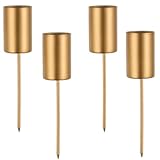 Romadedi Kerzenhalter Adventskranz Gold für Stabkerzen - 4er Set Advent Kerzenständer Stabkerze Kranz zum Stecken Stabkerzenhalter Metall für Weihnachten Deko Tischdeko Kerzen