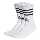 adidas Unisex 3 Stripes Crew Socken, White/Black, M