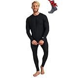 Merino.tech 100% Merino Unterwäsche Herren Set - Leicht Thermounterwäsche Merinowolle, Langarm Shirt und Hose + Wandersocken aus Merinowolle (X-Large, 165 LITE Charcoal Grey)