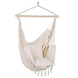 EXTRALINK Hängeschaukel – wetterfester Hängesessel ohne Gestell mit 2 Kissen, max 150kg, Hängestuhl Outdoor & Indoor – modern und robust, Entspannung für Kinder und Erwachsene, Boho Deko, Beige
