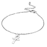 UNIFT Knöchel Kreuz Armband Knöchel für Frauen Ägyptischer Schlüssel des Lebens Kreuz Armband Knöchel Mode Charm Knöchel Kreuz Amulett Schmuck (Silber)