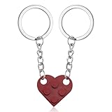 JRILUO Schlüsselanhänger Partner Herz, Baustein Matching Keychain, Couple Keychain Zwei Herzen, Paar Schlüsselanhänger Personalisiert Auto, Paar Geschenke, Jahrestag Geschenk für Ihn