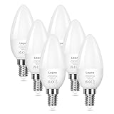 Lepro E14 LED Warmweiss, Glühbirne E14, 4.9W 470 Lumen, 6er-Pack, ersetzt 40W Birne, C37 2700K Warmweiß Glühlampe, 200° Leuchtmittel, Kerzenleuchten