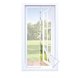 EASYmaxx Fliegengitter Tür mit Magnetverschluss | 100 x 210 cm - ideal für Balkontür, Kellertür & Terrassentür | Einfache Klebemontage ohne Bohren & Schrauben | Zuschneidbarer Insektenschutz [Weiß]