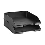 Amazon Basics Rechteckig stapelbar Schreibtischa Briefablage, Schwarz, 2 Stück, Buchstabengröße, 33.8 x 25.4 x 6.4 cm