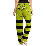 Weihnachts Grinch Pyjama,Grinch Pyjama Damen Plus-Size-Hose,Grünes Weihnachtsmann-Kostüm,Baumwolle Damen-Pyjama-Hose,Damen Yoga Hosen Fitness Lange Hosen Gestreifte lässige Hose mit weitem Bein