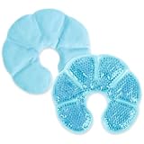 NEWGO 3-in-1 Groß Kühlpads Brust Stillen, 2 Stück Still Kompressen Kühlpads & Wärmekissen für die Brust, Brusttherapie, Weicher Stoff Zurück Fleece(Blau)20cm X 17cm