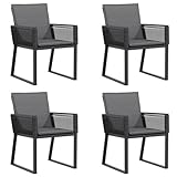 vidaXL Gartenstühle 4 STK., Gartenstuhl mit Kissen, Gartensessel Stuhl für Garten Balkon Terrasse, Sessel Stuhlset Gartenmöbel, Schwarz Poly Rattan