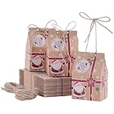 TsunNee 30 Stück Weihnachten Party Geschenkboxen, Kraftpapier Süßigkeitskästen, Mitbringsel Taschen, Papier-Treat-Boxen für Partydekorationen Adventskalender DIY