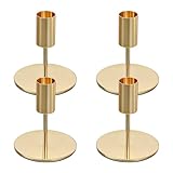4 Stück Kerzenständer Gold, Kerzenhalter aus Metall für Stabkerzen (Ø 2,2 cm), Goldene Kerzenständer 9,5 cm für Hochzeit, Party, Weihnachten, Tischdeko und Wohnzimmer