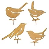 Vonavira Rost Vogel Gartendeko für Draußen Herbstdeko Outdoor, 4 Stück Edelrost Vögel Gartenstecker Metall, Garten Deko Draußen Vintage Gartendeko für Draußen Gartenfigur