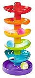 Simba 104010053 - ABC Regenbogen Kugelturm, Rollbahn, Kugelbahn, Babyspielzeug, 5 Bunte Ebenen, 1 Basis, 3 Bälle, 40cm, ab 12 Monaten, Motorikspielzeug