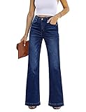 Roskiky High Waist Bootcut Jeans Damen Stretch Mom Breite Schlaghose 70Er Dunkelblaue Tiefblau XXL