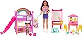 Barbie Skipper erste Jobs - Spielset mit 3 Puppen und 15+ Zubehörteilen für Babysitting-Geschichten, inklusive Staffelei mit Farbwechseleffekt, für Kinder ab 3 Jahren, HND18