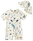 WYTbaby Badeanzug Baby Uv Kleidung Einteiler Kurzärmel Uv Schutzkleidung für Baby Junge Mit Sonnenhut,3-6 Monate