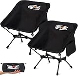 OVERMONT Campingstuhl Faltbar Kleines Packmaß - 2er Set Faltstuhl Leicht mit Tragetasche - bis 150 KG Belastbar - für Garten Picknick Strand Angeln Wandern Schwarz
