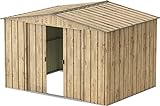 Duramax TOP 10 x 8 (7.28 m²) Metall gerätehaus, hergestellt aus verzinktem Stahl, verstärkte Dachkonstruktion, wartungsfreies und witterungsbeständiges Metallgerätehaus, Geräteschuppen, Holzmaserung