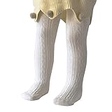 PONCEAU Baby Strumpfhosen für Mädchen Weiche Baumwolle Leggings Kleinkind Solide Strick Socken Warme Strümpfe Neugeborenen Hosen Weiß 6-12 Monate