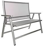 Dehner Klappbank Chicago, 2-Sitzer, Aluminium/Kunststoff, grau, 45 x 106 x 97 cm