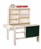 roba Kaufladen für Kinder aus Holz natur - Verkaufsstand & Kaufmannsladen mit 4 Schubladen, Uhr, Tafel, Theke & Seitentheke