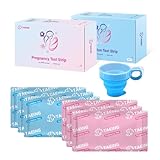 Eisprung Test Großpackung 100LH + 20HCG – Ovulationstest & Schwangerschaftstest 25 mIU/ml – Fruchtbarkeitstest für Frauen inkl. faltbarem Urinbecher für Langzeitanwendung