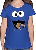 T-Shirt Mädchen - Karneval & Fasching - Keks-Monster - 104 (3/4 Jahre) - Royalblau - cookiemonster Kinder Shirts rosenmontag krummelmonster Kindershirt Karnevals Cookie Monster mädels Tshirt