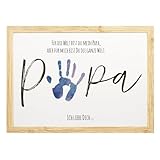 CJ&M PAPA Handabdruck Fußabdruck Kunsthandwerk, Vatertagsgeschenk für Papa, DIY Baby Kinderkarte, Dekor Kinderzimmer Erinnerungsstück, Kleinkind Vorschulhandwerk (mit Holzrahmen)