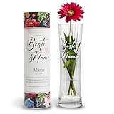 Hechttag Blumen Vase Glas mit Gravur Beste Mama - Geschenke für Mama zum Geburtstag,Geschenkideen Mutter, Geburtstagsgeschenk- passend für Tulpen, Blumenstrauß - 500 ML Qualität Made in Europe