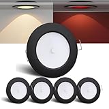 camperxlite 4er set LED Einbaustrahler 12V, Aluminium Deckenspots 58mm Einbauloch für Wohnmobil, LED Spots Eingebauter Dimmschalter/Rot Licht, Einbauspots für Wohnwagen Camper Boot CRI93 3000K
