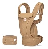 Ergobaby Omni Deluxe All-in-One Babytrage für Neugeborene ab Geburt bis 20kg, Ergonomische 4-Positionen Mesh Babytrage Rückentrage Baby-Tragetasche, Camel