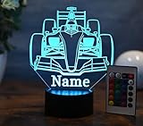 Optechvisual Personalisierte Formel-1 Nachtlicht Lampe, Geschenk für Formal eins Fans Geschenk Idee für Rennfahrer, als Tischlampe und Dekor