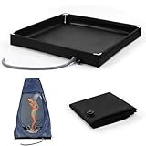 Faltbare Duschbasis, Tragbare Duschwanne Mit Abflussrohr Multifunktionale Camping Duschbasis Duschzeltbasis Markisenboden Für Indoor Outdoor, 80x80x10cm
