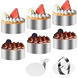 6 Stück Dessertringe und Speiseringe, speiseringe Lebensmittel Ringe, Ring Set klein, Edelstahl-Mousse-Ringe, Ø 8cm Runder Mousse-Ring, geeignet Dessertring/Speisering für Desserts, Kuchen, DIY