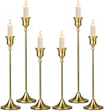 Vautvis Kerzenständer Gold, 6 Stück Kerzenständer Stabkerzen 33/29/23cm, Kerzenhalter Stabkerze Gold, Stabkerzenhalter, Kerze Stand Weihnachten Kerzenständer Vintage Dekoration Für Party, Hochzeits