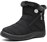 Damen Winterstiefel Wasserdicht Warm gefütterte Schneestiefel Winterschuhe Winter Kurzschaft Stiefel Boots Schuhe Schwarz 39