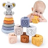 FCSONU Baby Montessori Spielzeug Lernspielzeug ab 1 Jahr 2 Jahre Weich Bausteine Motorikspielzeug 6 9 Monate Badespielzeug für Kinder Jungen Mädchen Baby Geschenk