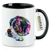 Huuraa Kaffeetasse Bernhardiner Colorful Geschenk 330ml Schwarz Bernhardiner Präsent