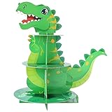 Soleebee Tortenständer aus Karton, 3 Etagen Cupcake Ständer Dessert Turm Halter Muffinständer Partyzubehör für Hochzeit Geburtstag Party Kuchen Brötchen Torten Etagere (Dinosaurier, 1 Stück)