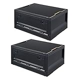 RMAN 2er Set Aufbewahrungsbox 38L mit Deckel Campingbox mit Rollen Kunststoff (PP) Campingschrank Faltbar Kofferraum Organize Plastik-Box für Reisen im Freien, Camping, Familie, Schwarz
