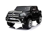 FINOOS Mercedes X-Class Elektroauto für Kinder, 2-Sitzer, mit Fernbedienung 2,4 GHz, 4x4 Motors, 12V, 4 x 35W, Eva Vollgummireifen, 1 bis 7 Jahre, Schwarz