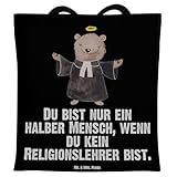 Mr. & Mrs. Panda Tragetasche Religionslehrer Herz - Geschenk, Schule, Einkaufstüte, Kollegin, Danke, Unterricht, Beutel, Firma, Grundschule,