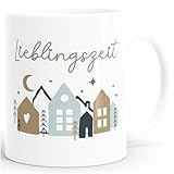 SpecialMe® Kaffee-Tasse Lieblingszeit Winterzeit Weihnachten Geschenk Adventskalender Wichteln Weiss standard