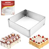 CTCEHL Backrahmen Rechteckig Verstellbar,tortenring verstellbar,Edelstahl Backform Rechteckig,Flexibel verstellbarer Tortenrahmen,Backrahmen Eckig,Für Kuchen Torten Pizza (Max. 28 * 28 cm)