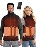 SOLJIKYE Beheizbare Weste (Mit Powerbank), Polarfleece Heizweste Herren Damen, Weiche und Warme Beheizbare jacke, Beheizte Weste mit 3 Heizstufen, Schwarz, M