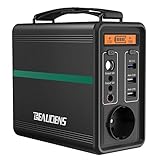 BEAUDENS Tragbare Powerstation 166WH, 150W (Surge 300W) Solar Generator Akku mit LiFePO4-Batterie, AC/ DC/ Car Lighter Port/ USB Ausgabe, Powerbank mit steckdose für Reise/Camping/Outdoors/Emergency