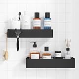 Kitsure Duschablage ohne Bohren - 2 Stück rostfreie Badezimmer Organizer, schnell trocknende Badregal ohne Bohren mit großer Kapazität, langlebige Shampoo Halterung für Duschel, 4027BL