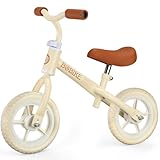 Itslife Laufrad ab 1.5-4 Jahre, Lauflernrad ab 18 Monate Baby, Ultraleicht Kinderlaufrad, Verstellbarer Sitz und Lenkrad, Balance Bike ohne Pedal, Geschenk für Jungen und Mädchen, Beige