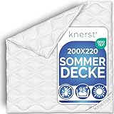 KNERST® Bettdecke 200x220 cm - leichte Sommerdecke - große Bettdecke für 2 Personen für Komfortables Schlafen - dünne Decke ideal für den Sommer - kühle, waschbare Sommer Bettdecke 220x200