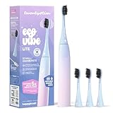 happybrush Elektrische Zahnbürste ECO VIBE Lite [Testsieger] Starterset - Schallzahnbürste mit 6 Wochen Power-Akku inkl. 3 Aufsteckbürsten Pastelltöne
